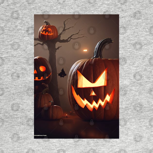 Halloween scary pumpkin heads by ai1art